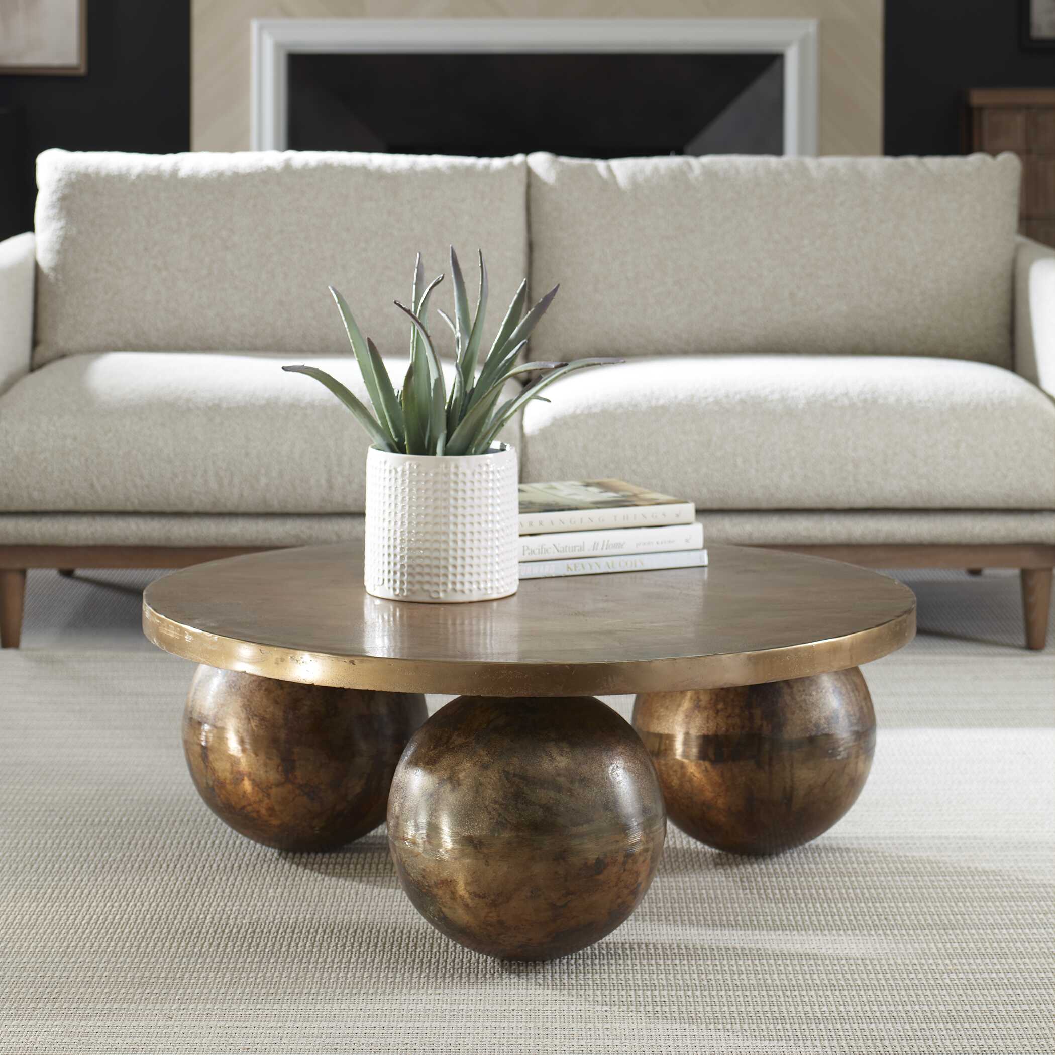 Triplet Antique Brass Coffee Table - Image 2