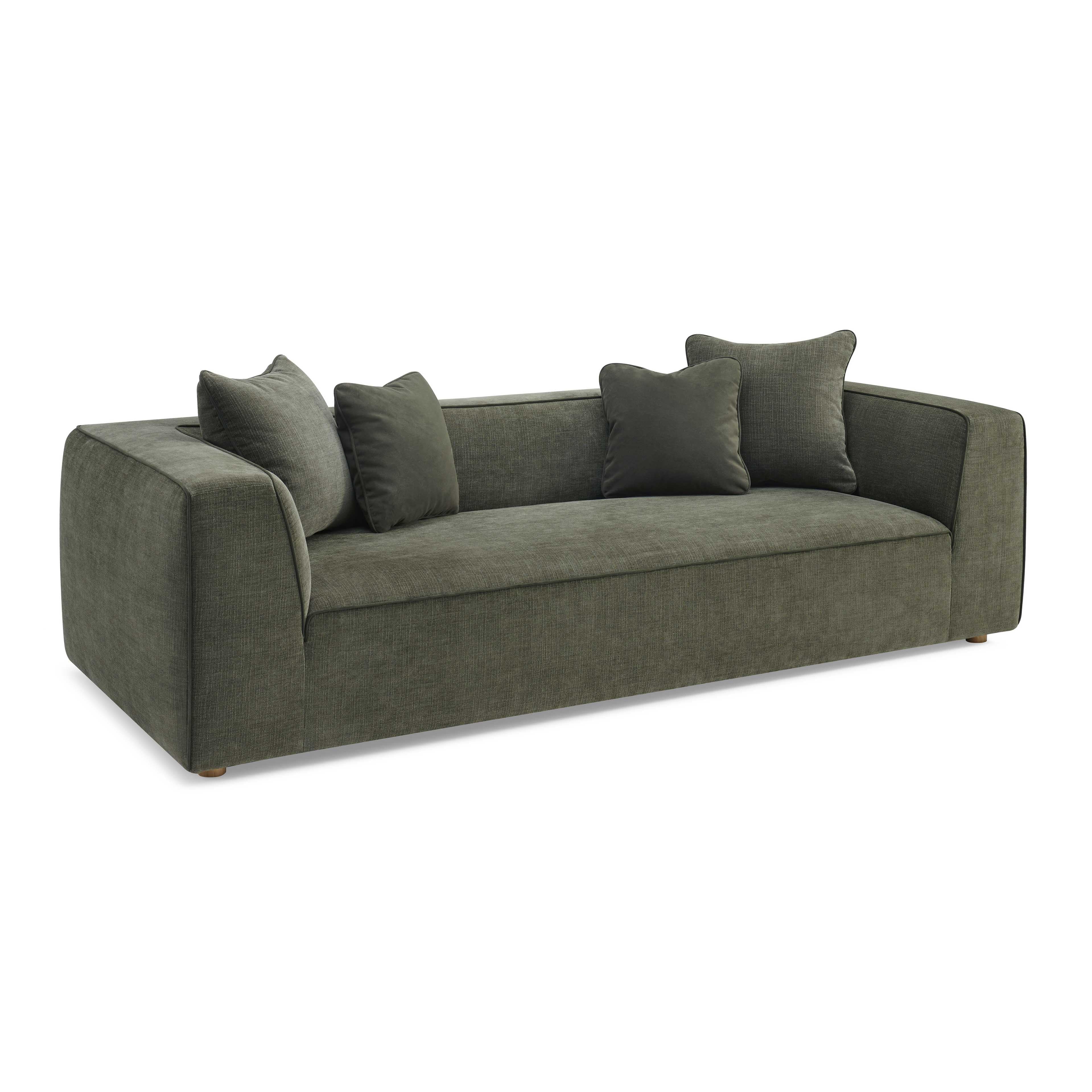 Tristine 96" Olive Green Upcycled Performance Basketweave Sofa - Image 2