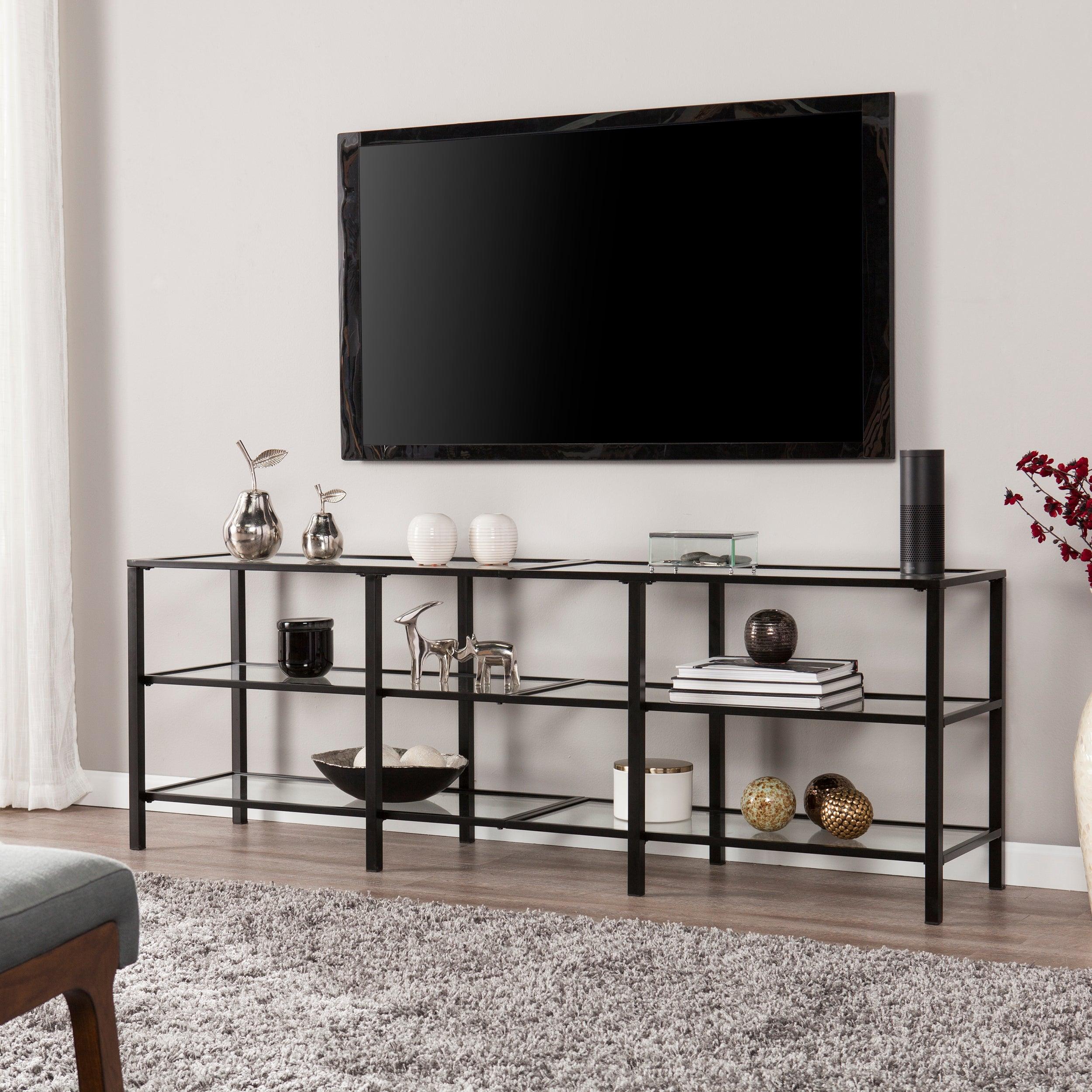 Tyler Metal/Glass Media Stand – Transitional Style - Black - Image 2