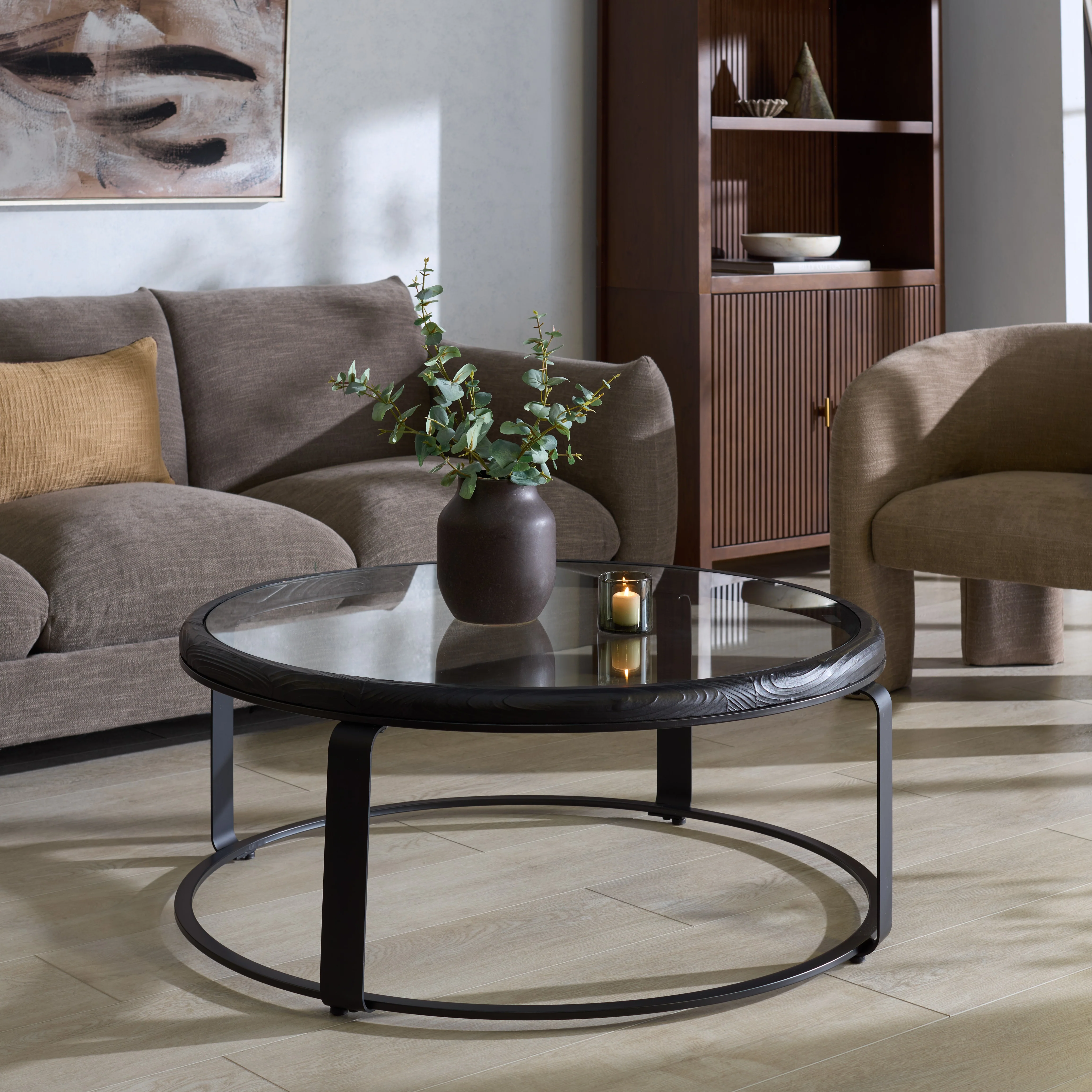 Tyrese Metal And Glass Round Coffee Table - Image 2