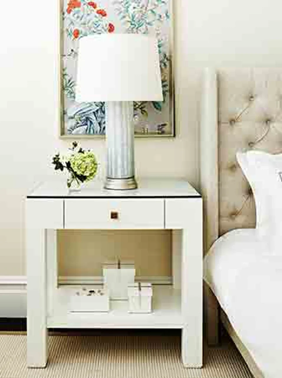 Valentina Grasscloth 1-Drawer Side Table - Image 2