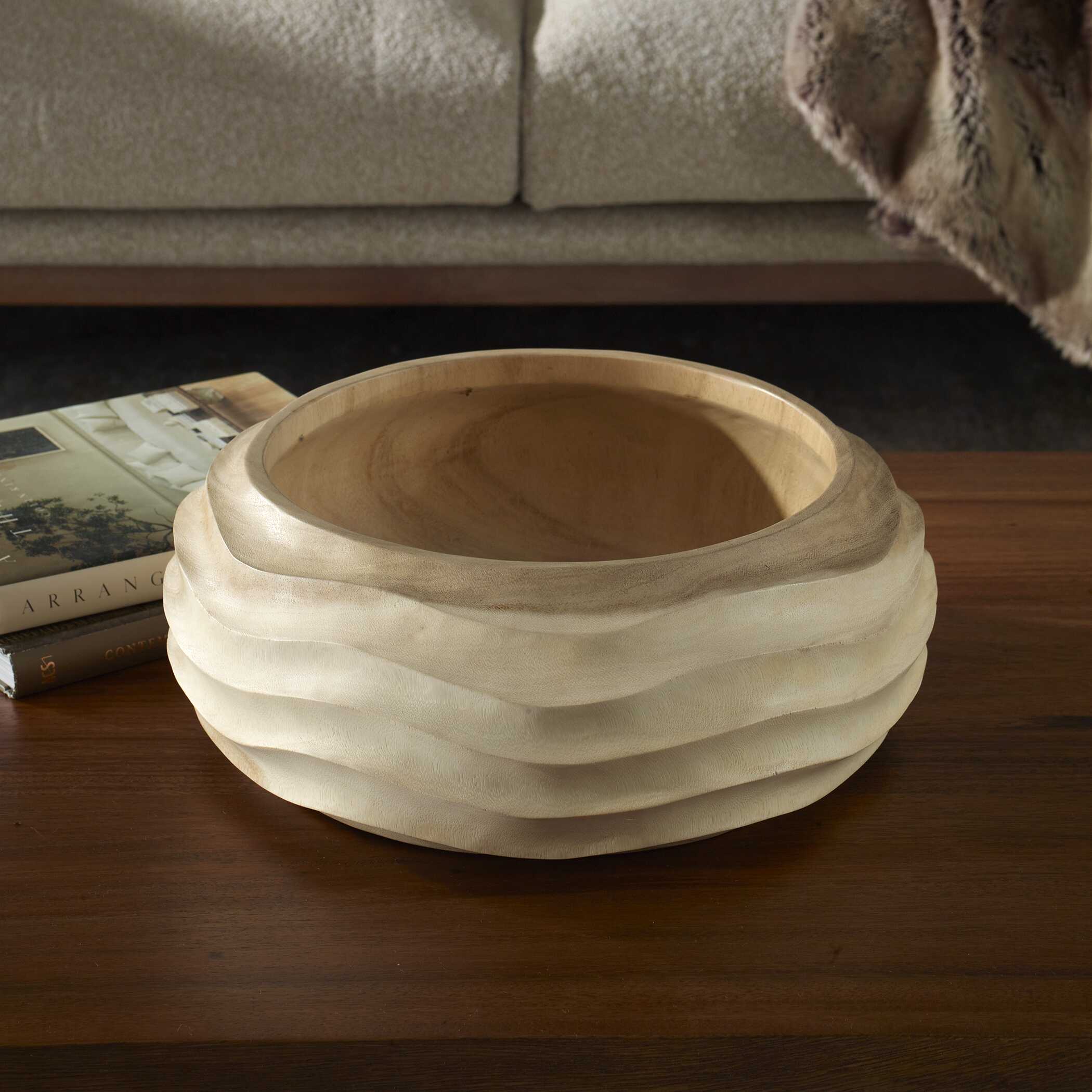 Waveform Bleached Wood Bowl - Image 5