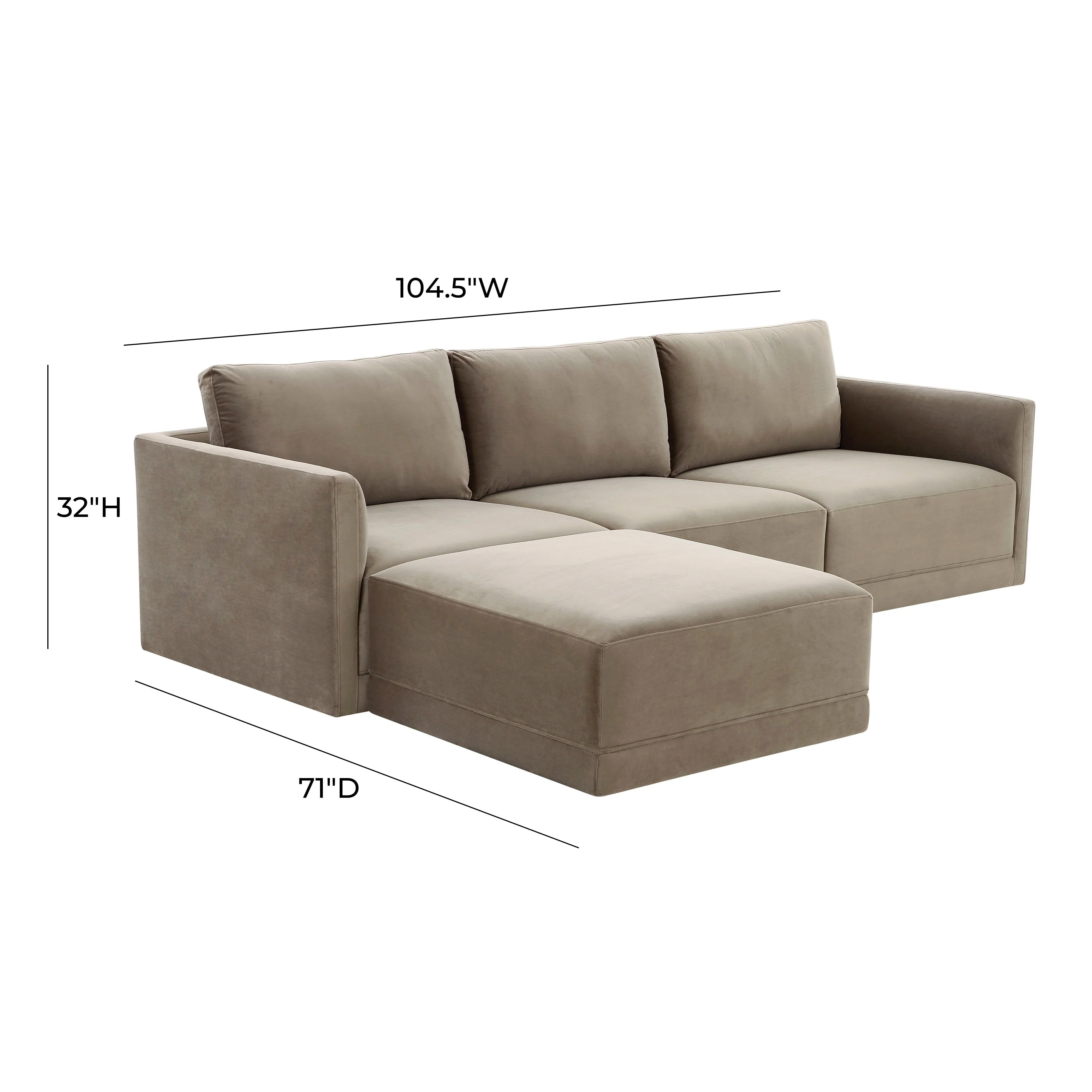 Willow 4-Piece Performance Velvet Modular Sectional - Image 6