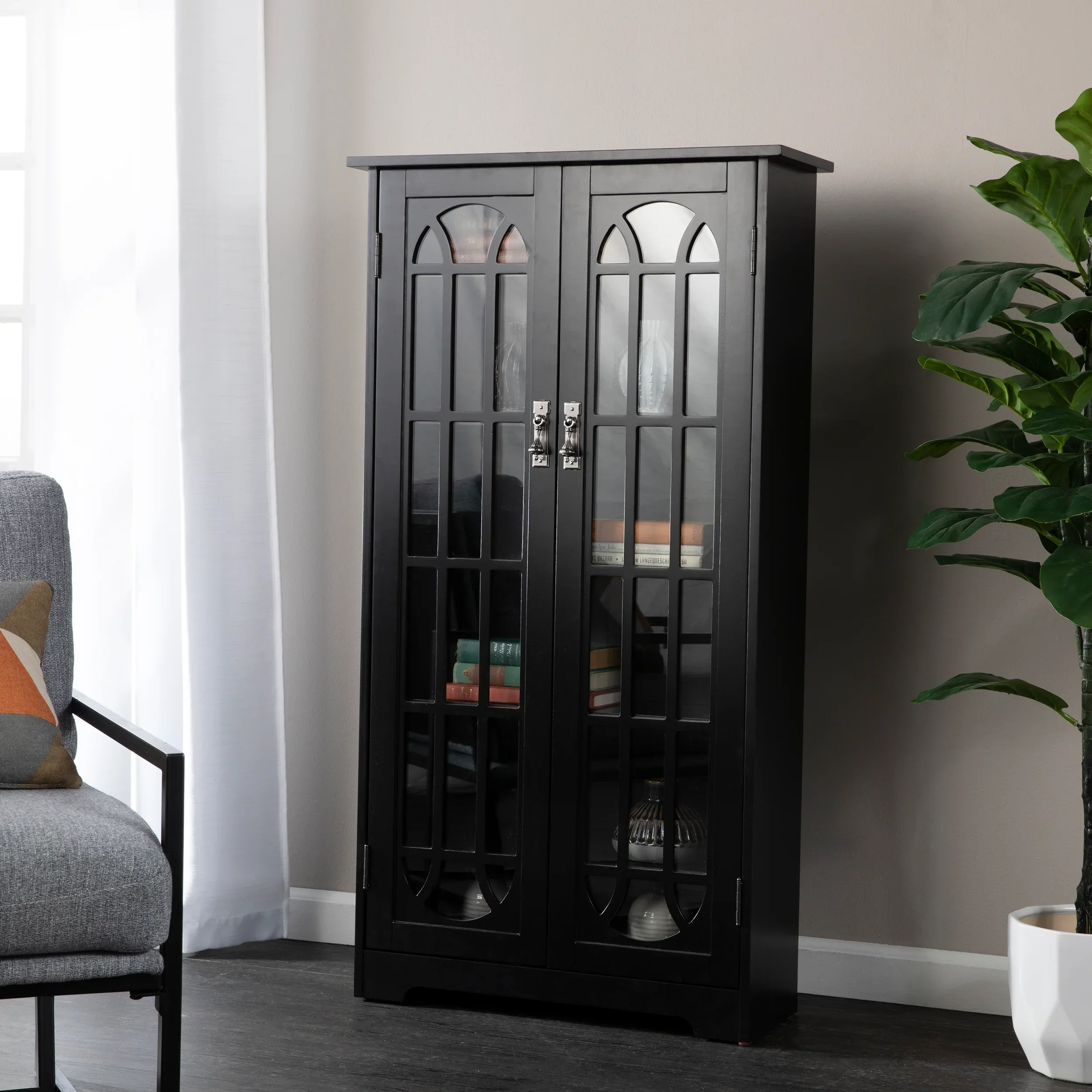 Window Pane Media Cabinet - Black - Image 2